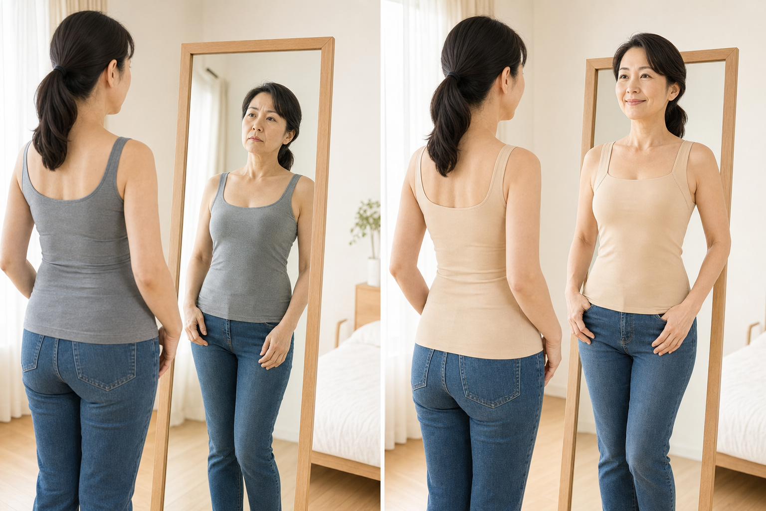デッセン カップ付きタンクトップを着た女性